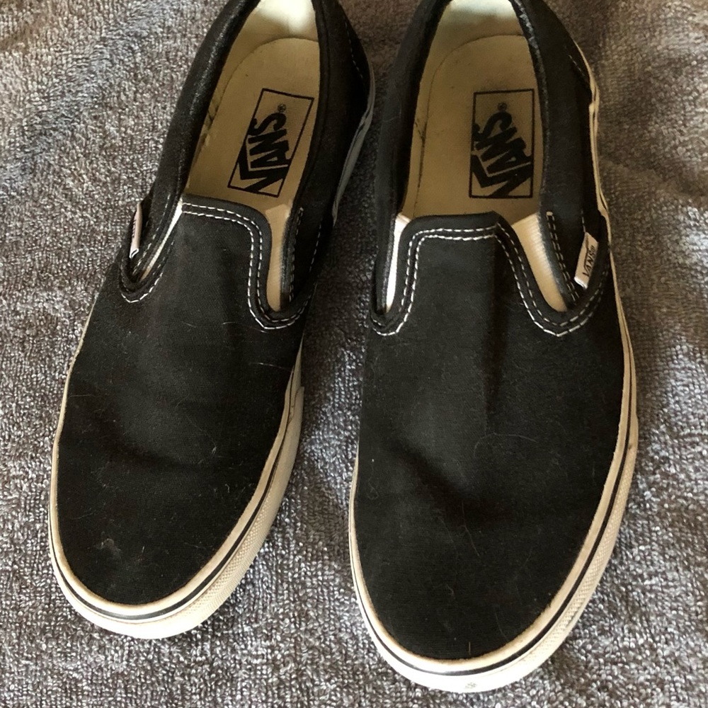 Vans Classic canvas black slip ons; Men 6.5 (Women 8)